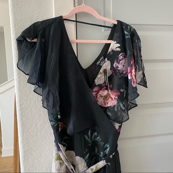 NWT City Chic Demask Floral Midi Wrap Dress - Picture 3 of 4